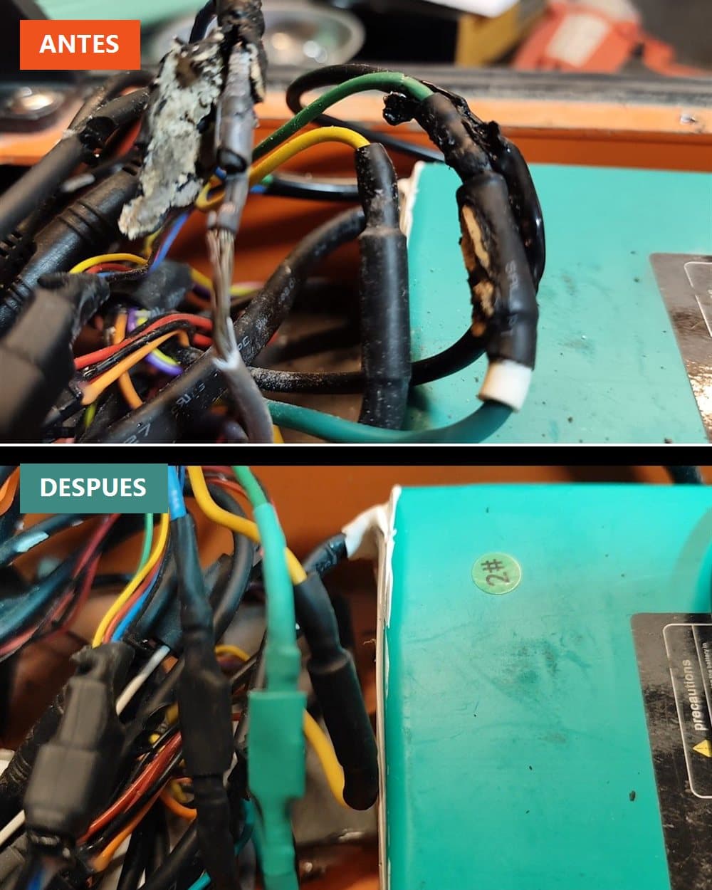 Cableado: antes y después de la reparación